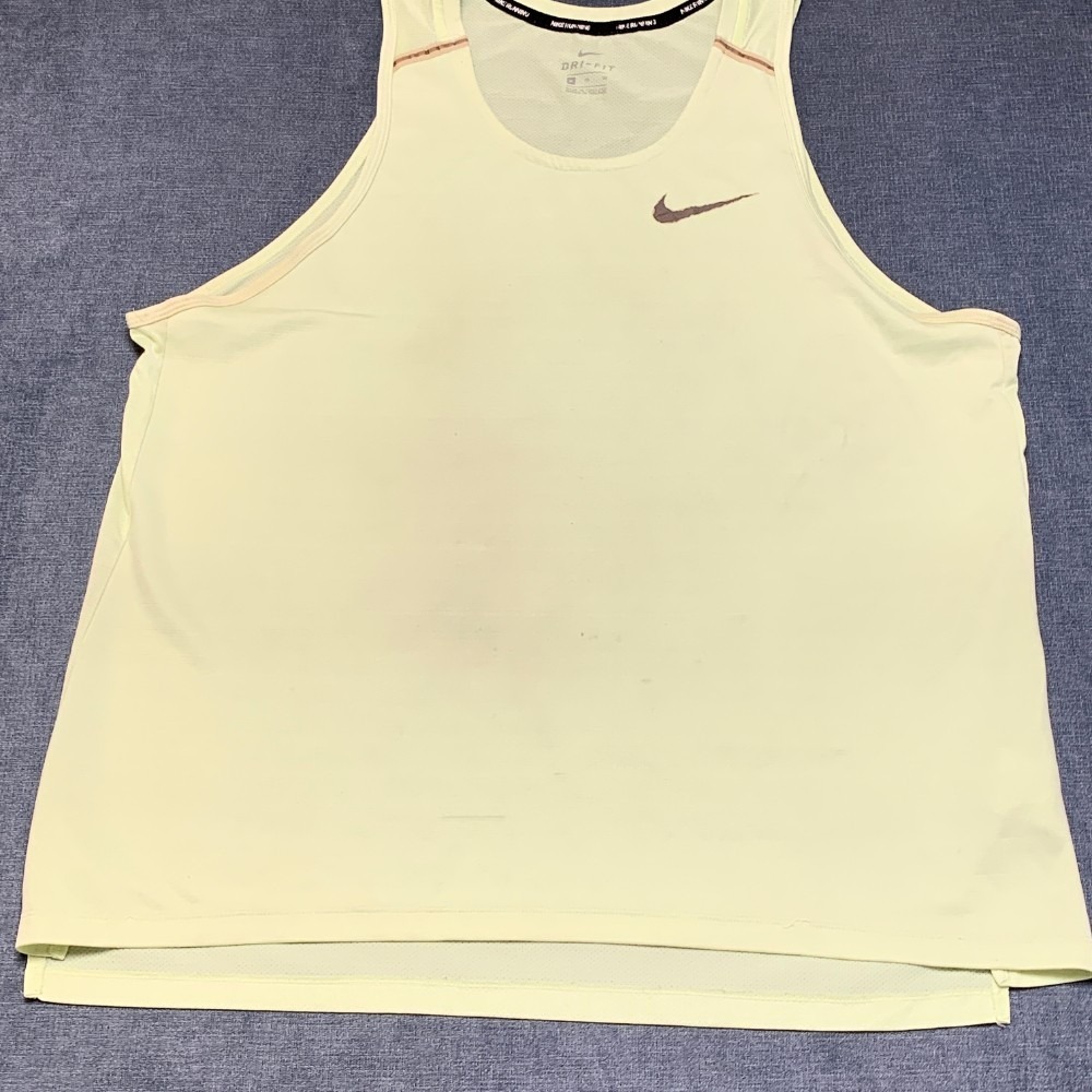 Nike Dri Fit Tank Top Womens XL Lime Green Mesh Lined Running Swoosh Performance